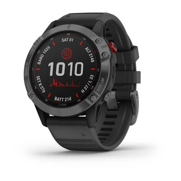 Мультиспортивные часы Garmin Fenix 6 Pro Solar с GPS, серый с черным ремешком (010-02410-15)
