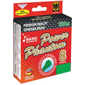 Шнур Power Phantom 8x (120м, зеленый, 0,10мм, 9,15кг)