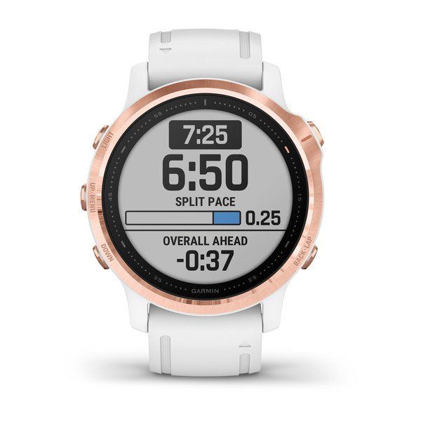 Мультиспортивные часы Garmin Fenix 6s pro с gps, розов.золото с белым ремешком