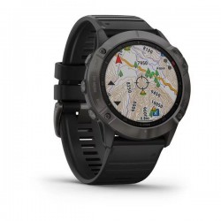 Мультиспортивные часы Garmin Fenix 6x sapphire с gps, серые DLC с черным ремешком