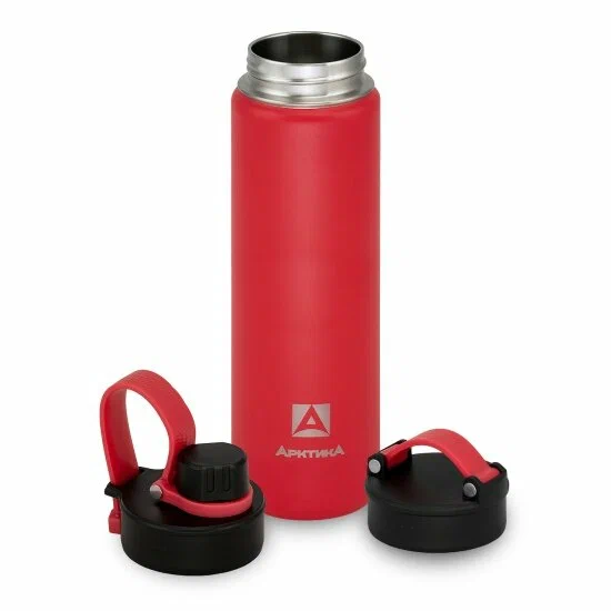 Термос бытовой, вакуумный, питьевой  тм "Арктика", красный текстурный 530мл с дополнительной пробкой