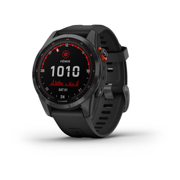 Мультиспорт.часы Garmin Fenix 7s Solar,серые с черным силиконовым ремешком (010-02539-13)