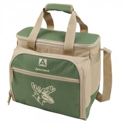 Сумка-холодильник Арктика с набором посуды 4100-4 пикниковый набор (4 чел), зелёный с рисунком