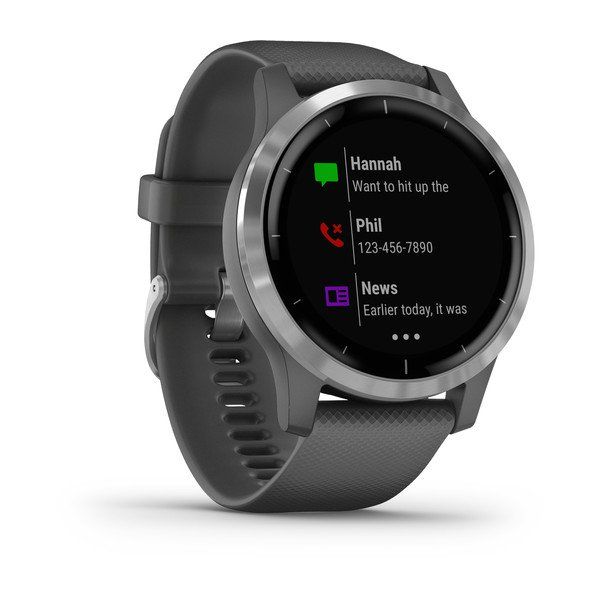 Спортивные часы Garmin VIVOACTIVE 4 серые с серебристым безелем