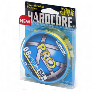 Плетеный шнур Duel PE Hardcore X4 PRO (150м, Yellow #1.2 (0.19мм) 9.0кг)