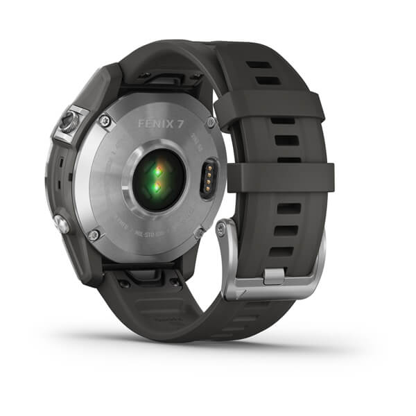 Мультиспорт.часы Garmin Fenix 7, серебристые с графитовым силиконовым ремешком (010-02540-01)