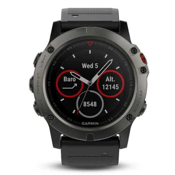 Спортивные часы Garmin Fenix 5x sapphire серые с черным ремешком