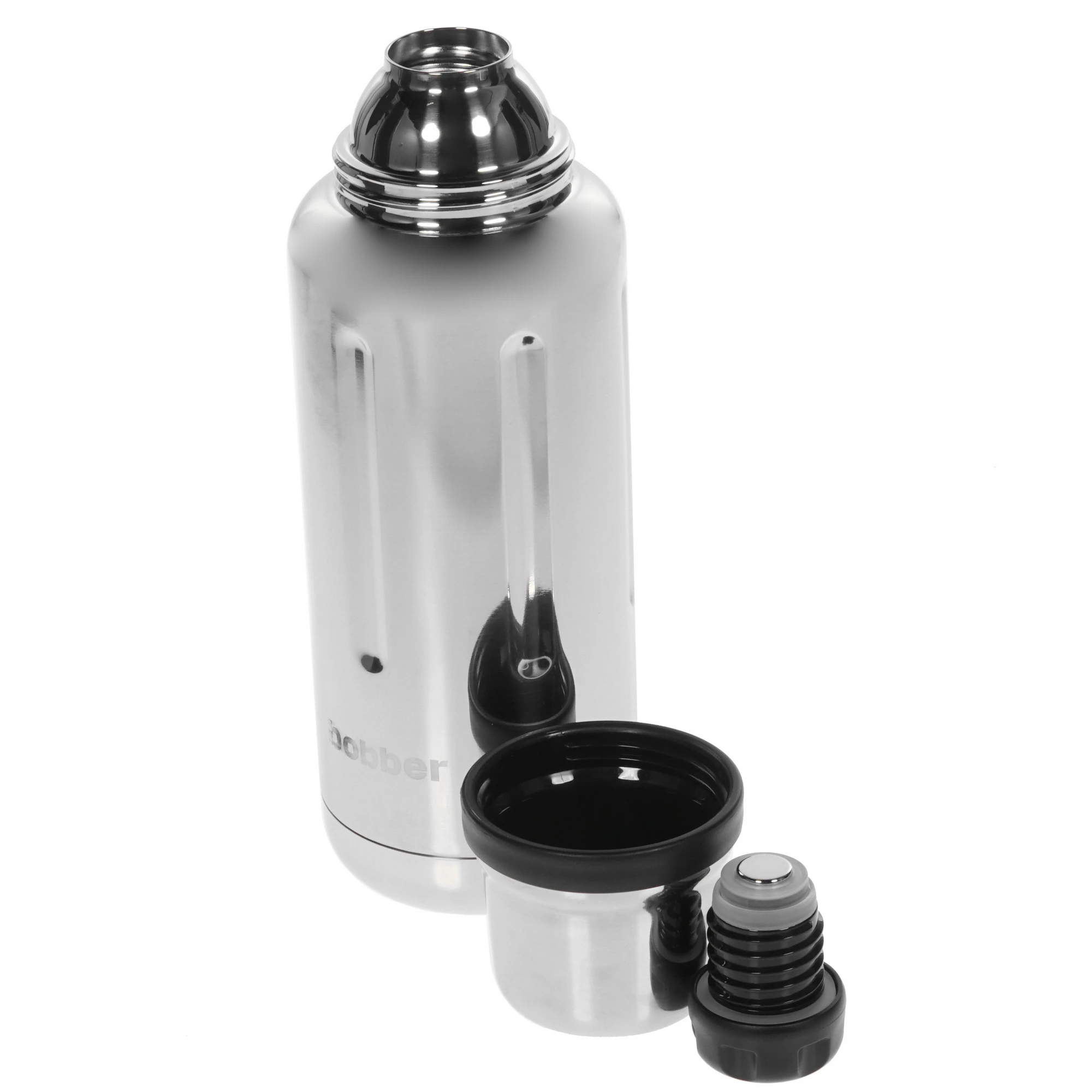 Термос для напитков, вакуумный, бытовой, с пробкой с наливными каналами, тм "bobber". Объем 1 литр. 