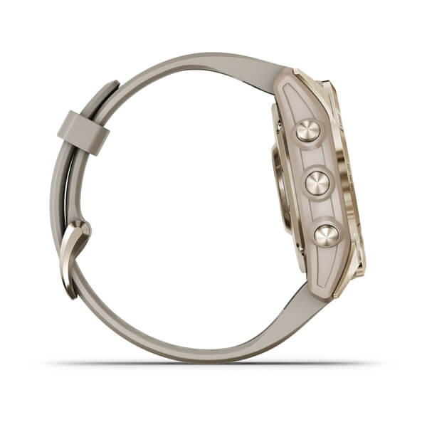 Мультиспорт.часы Garmin Fenix 7s Sapphire Solar,кремово-золотой с песочным ремешком (010-02539-21)