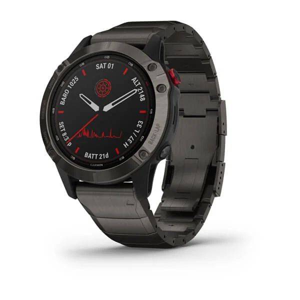 Мультиспортивные часы Garmin Fenix 6 Pro Solar с GPS, титан. DLC титан.ремешком (010-02410-23)
