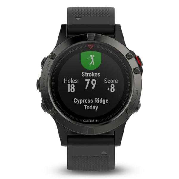 Спортивные часы Garmin Fenix 5 серые с черным ремешком