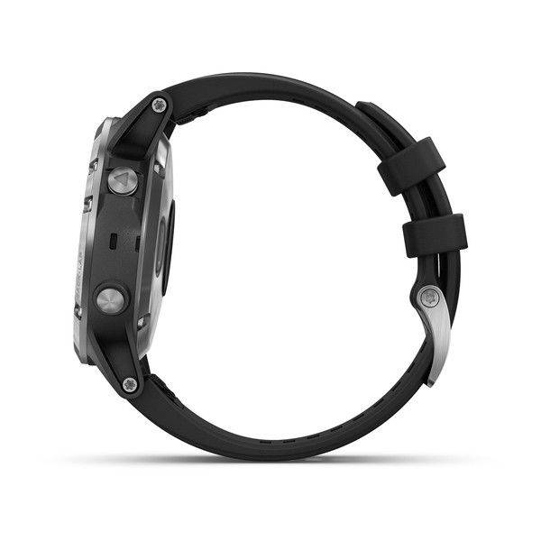 Спортивные часы Garmin Fenix 5 plus glass Russia серебристые с черным ремешком (010-01988-17)