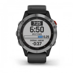 Мультиспортивные часы Garmin Fenix 6 Solar с GPS, серебристые с черным ремешком (010-02410-00)