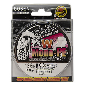 Шнур Gosen W Mono PE (150м, White #0,4 (0,104мм) 2,6кг)