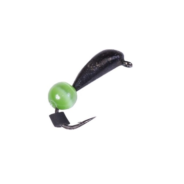 Мормышка вольф. Lucky John БАНАН спортивный с петел. и бисером зеленый кошачий глаз (5 шт) (025/GR, LJ36060-11)