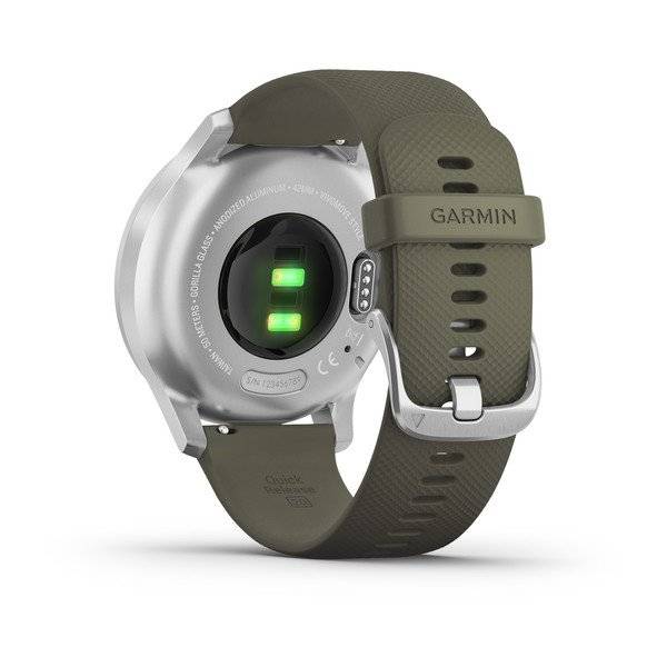 Часы Garmin Vivomove Luxe серебристый с травяным ремешком