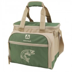 Сумка-холодильник Арктика с набором посуды 4100-3 пикниковый набор (3 чел), зелёный с рисунком