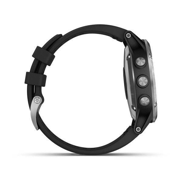 Спортивные часы Garmin Fenix 5 plus glass Russia серебристые с черным ремешком (010-01988-17)