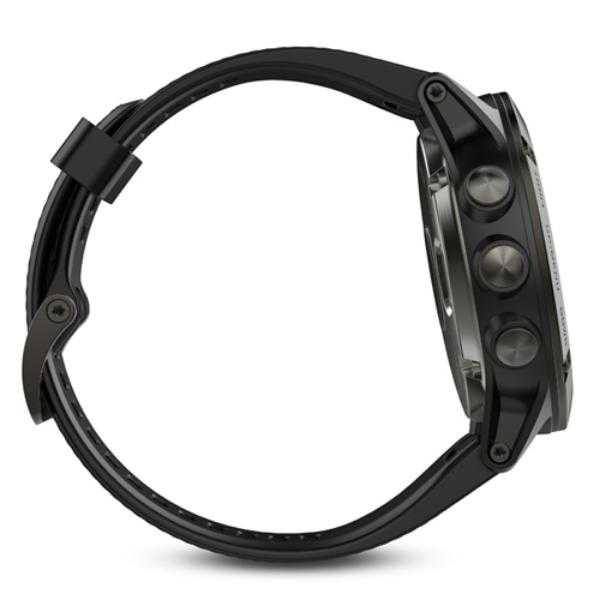 Спортивные часы Garmin Fenix 5x sapphire серые с черным ремешком