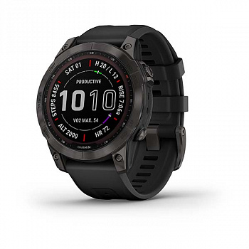 Мультиспорт.часы Garmin Fenix 7 Sapphire Solar, DLC-покрытие,серые с черным ремешком (010-02540-21)