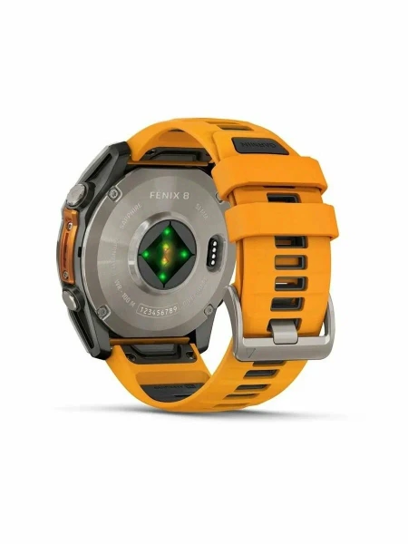 Часы Garmin Fenix ​​8 AMOLED, 51 мм сапфирово-титановый с силиконовым ремешком Spark Orange/Graphite