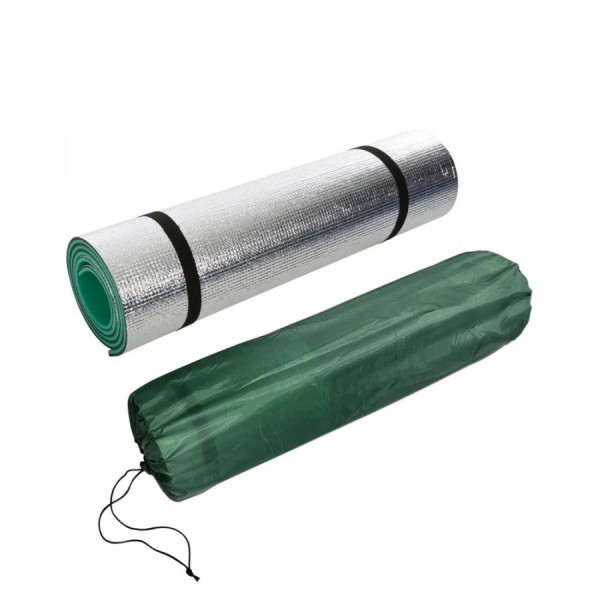 Коврик туристический фольгированный "СЛЕДОПЫТ"  (CM-07, светло-зелёный, с утяжк., в чехле)