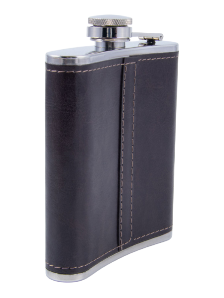 Фляжка «СЛЕДОПЫТ - Browny » в кож. оплете, 210 мл, цв. корич/100/