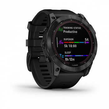 Мультиспорт.часы Garmin Fenix 7x Sapphire Solar, DLC-покрытие,черные с черным ремешк. (010-02541-23)