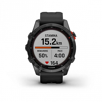 Мультиспорт.часы Garmin Fenix 7s Solar,серые с черным силиконовым ремешком (010-02539-13)