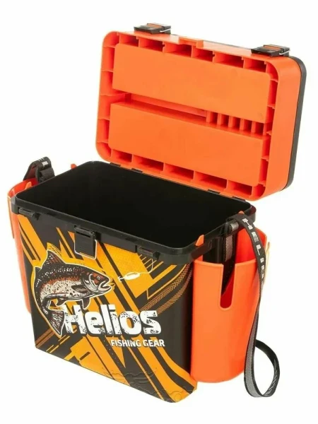 Ящик рыболовный зимний FishBox TROUT оранжевый, с карманами (HS-FB-IML-19-O) Helios