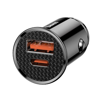 АЗУ USB выход Baseus Circular Metal PPS Quick Charger Car Charger 30W(Support VOOC) black
